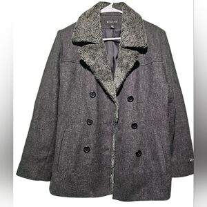 Braetan Charcoal Double-Breasted Pea Coat VGUC Medium 100% Wool 20 PTP